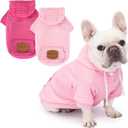 2 Pack Dog Hoodie Sweaters for Small Medium Dogs Warm Dog Clothes for Large Dogs Soft Waffle-Like Laminated Sweatshirt Bulldog (Pink+Rose, L (Back: 19",Chest: 28", Neck: 17.5"))