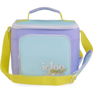 Igloo Retro 90s Lunch Coolers, Insulated Lunch Bag, Square Lunch Box Cooler with Front Pocket & Adjustable Strap (Small, Lilac)