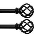 AlinaArt 2 Pack Decorative Window Curtain Rod with Brackets- Hollow Design 3/4'' Inch Pole, 48 to 84 Inch Adjustable Side Curtain Rod, Matte Black