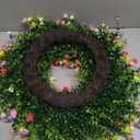 Spring Summer Wreaths for Front Door, 22 Inch Large Farmhouse Colorful Cottage Wreath, Extra-Full 378 Silk Artificial Carnation Floral Wreath, Blossom & Greenery Hanging for Porch, Home Decorations