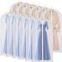 Kntiwiwo 60'' Garment Bags Dress Bag for Storage (Set of 12) Dust-Proof Suit Protector Cover Bag with Zipper for Long Dresses, Suit, Coat Closet Clothes Storage