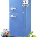 FLS-80G-BLUE Dorm Mini Refrigerator 3.5 Cu. Ft, Adjustable Thermostat Small Retro Fridge with Separate Freezer for Apartment, Office, Home, Blue