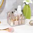 DASITON 5 Slots Makeup Brush Holder, Acrylic Make Up Brush Holder Organizer for Vanity, Bathroom Countertop, Small Makeup Organizer Brush Cup Cosmetic Brushes Storage, Pen Holder for Desk (Clear L)