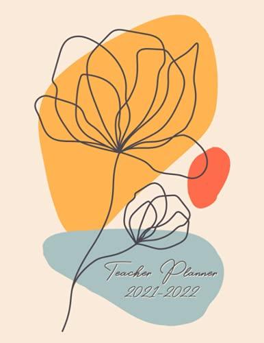 Teacher Planner: Peony Flower Line Art