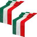 Kingdder 2 Pcs Italy Table Runner Italian Themed Party Decoration 13" x 72" Linen Red Green and White Striped Table Runner for Home Kitchen Dining Room Dinner Home Decor