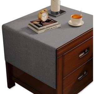 Bedside Table Mat Nightstand Dust Cover Waterproof Cotton and Linen- Grey (27.6" x 17.7" (Rectangular))