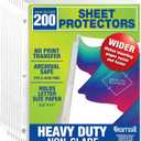 Samsill Heavy Duty Sheet Protectors for 3 Ring Binders, 8.5 x 11 Clear Page Protectors, Plastic Sleeves & Report Covers, Acid Free Archival Safe Document Protectors (200 Pack)