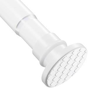 XIQIYY Shower Curtain Rod 28-48 inch Heavy Duty Tension Curtain Rod No Drilling Adjustable Tension Rod Spring Shower Rod for Bathroom Closet,Stainless Steel,White