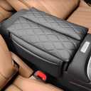 Egreat Center Console Armrest Cover for Mercedes Benz E-Class e350 e450 2024-2025, CLE 2024-2025,EQE 2023-2025,Leather Armrest Console Cover with Side Storage Pockets-(Black)