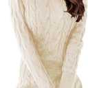 Langwyqu Womens Cable Knit Sweater Dress Sexy Long Sleeve Bodycon Turtleneck Mini Fall Sweaters Dresses (Medium, Beige)