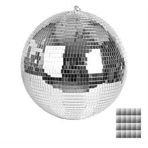 Large Disco Ball, 16 Inch Mirror Ball for Disco Party Decorations, Silver Big Haning Disco Ball Decor Ornaments with Hanging Ring for Easy Installation for DJ Club Stage Bar Wedding