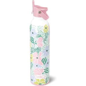 Swig Life 26oz Insulated Water Bottle, Travel Water Bottle with Straw and Lid, Cup Holder Friendly, Stainless Steel (Garden Party)