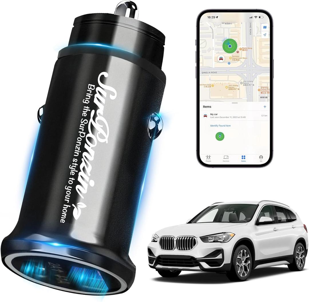 Car Anti-Loss Device with Charging Port - Real-Time Location Tracking, Compatible with Apple Find My (iOS Only)-Black