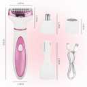 Electric Razor for Women Men,4 in 1 Painless Ladies Wet & Dry Body Razors and Facial Hair Remover,Rechargeable Led Display Hair Removal Kit for Nose Face Body Leg Bikini Arm Hair (Pink)