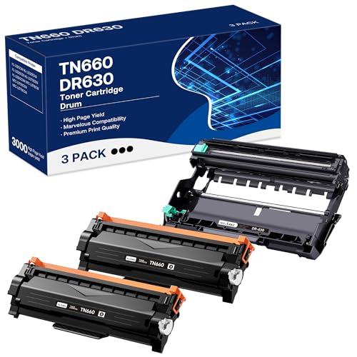 WEAREC Compatible Toner Cartridge & Drum Unit Replacement for Brother TN660 TN-660 TN630 DR630 Work with HL-L2300D HL-L2360DW DCP-L2520DW MFC-L2700DW MFC-L2740DW Printer (Black, 2Pack)