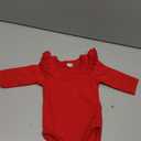 Magic Park 0-24M Infant Girl Romper Baby Girls Solid Color Bodysuit Toddler Ruffle Jumpsuit Shirts Casual Tops Baptism Shirt (0-3 Months, Long_red)