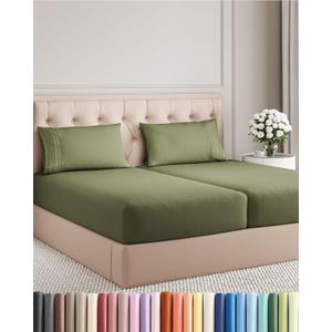 Split King Size 5 Piece Sheet Set - Comfy Breathable & Cooling Bed Sheets Set - Hotel Luxury Bedding for Women, Men, Kids, Teens, Boys & Girls - Deep Pockets and Wrinkle Free - Oeko-Tex - Sage Green