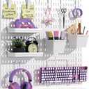AKTOP Peg Board Wall Organizer 4-Pack 12"x12" White Pegboard Combination Kit with 13 Accessories for Wall, Plastic Peg Board Panels for Home, Office, Garage Tool Storage & Craft Room