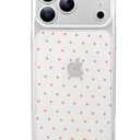 NITITOP Compatible with iPhone 17 Pro Case Cute Clear Polka Dots Design for Women Girls Large Window Full Camera Protection Soft TPU Shockproof Protective Cover - Orange