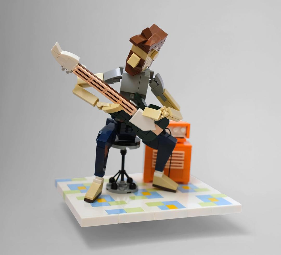 Guitar with Vintage Music Guitar Building Set-Collector's Guitarist Figurine & Electric Guitar Amp for Adults, 323pc Brick