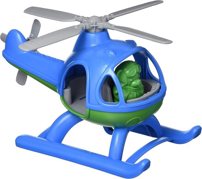Green Toys Helicopter, Blue/Green CB - Pretend Play, Motor Skills, Kids Flying Toy Vehicle. No BPA, phthalates, PVC. Dishwasher Safe, Recycled Plastic, Made in USA.