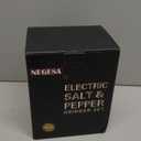 Electric Salt and Pepper Grinder Set with Rechargeable Base - Automatic Refillable Electric Salt and Pepper Shakers with Large Capacity, LED Light & Adjustable Coarseness, Black