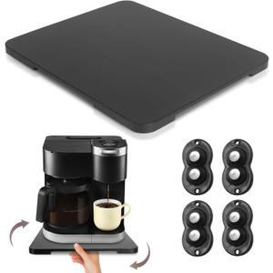 360 Rolling Tray Bamboo Appliance Slider for Kitchen Appliances, Coffee Maker Mat Tray for Countertops Sliding Tray for Coffee Maker Appliances Mat Easily from Under The Cabinet Black 11.613.9