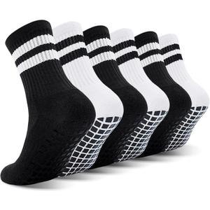 6 Pairs Kids Grip Soccer Socks Cushioned Non Slip Grippy Football Athletic Sports Socks for Boys Girls