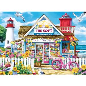 500 Piece Puzzle for Adults  Coastal Flowers and Ocean View Jigsaw Puzzle for Family and Adults  Relaxing Nature Puzzle, 20.5 x 15 in (Seaside Shop)