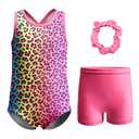 LQSZ Gymnastics Leotards for girls with Gym Shorts Sparkly Ballet Dance Sleeveless Cross-back Toddler Unitards 3-12 Years