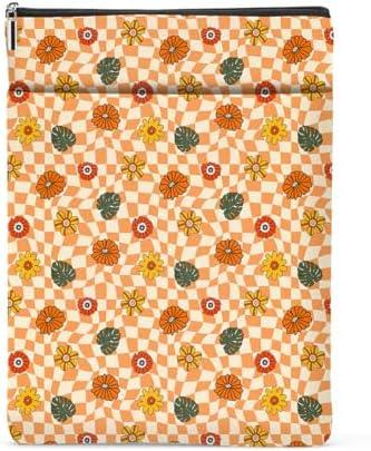 Book Lovers Book Sleeve, Book Accessories Bookish Gifts Book Gifts Friendship Christmas Birthday Gifts for Women Daisy Lovers Aunt Coworker, Aesthetic Book Pouch Book Protector, Retro Hippie Flowers Pack of 3