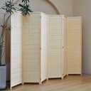 Furnnylane 6 Panel Bamboo Room Divider 5.6 ft Tall Folding Privacy Screen, Natural Beige Freestanding Room Partition Wall (67" H x 92.1" W, 6-Panel)