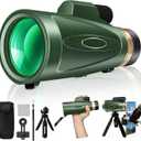 Monocular Telescope 12X60 HD High Power with Smartphone Adapter Tripod,Larger Vision Monoculars for Adults with BAK4 Prism & FMC Lens, Suitable for Bird Watching Hunting Hiking Camping Wildlife-Green