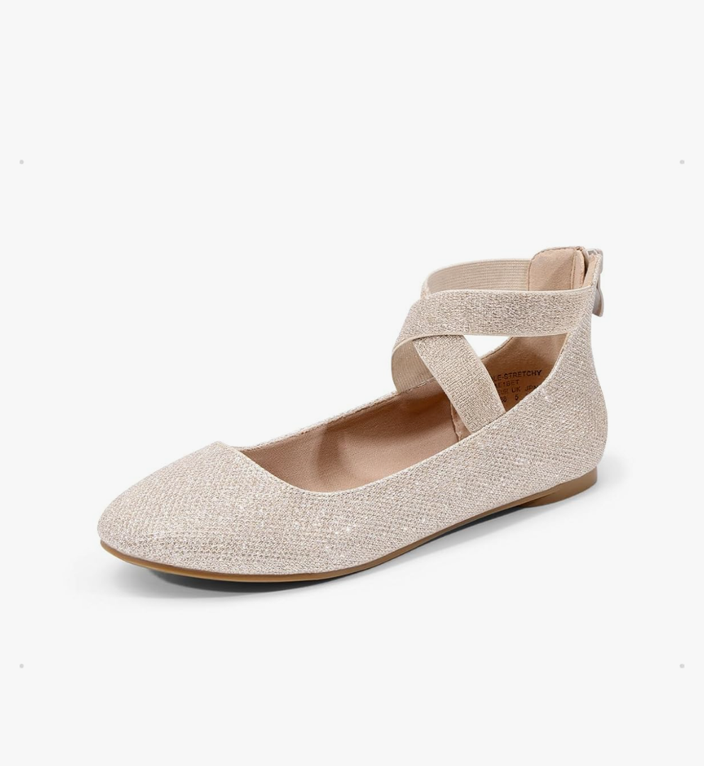 DREAM PAIRS Women's Comfortable Fashion Elastic Ankle Straps Flats Shoes 8.5