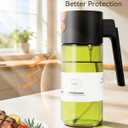 OURCABECUE Upgrade 2 in 1 Oil Sprayer for Cooking, 17oz Light-Blocking Glass Olive Oil Dispenser Bottle for Kitchen, Food-Grade Oil Mister with 8 Stickers for Salad, Frying (Green Bottle-Black Gap)
