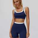 ABOCIW Womens Layerd Workout Sets Square Neck Sports Bra Tummy Control High Waist Biker Shorts Yoga Pilates Outfits, Size: 6-8