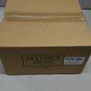 MyGift Tabletop Artificial Grass Plants Decorative Faux Greenery Plant Potted in Modern Cylindrical Black Cement Pots, Set of 2