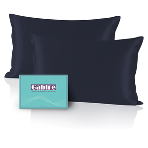 BALAPET 2 Pack Satin Cervical Pillowcase, Smooth & Soft Pillow Case Cover,Ergonomic Pillowcase with Zipper,Cover Only(Navy Blue)