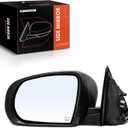 A-Premium Driver Side Power Door Mirror - Compatible with Jeep Cherokee 2014 2015 2016 2017 2018 - Heated Manual Folding Black Outside Rear View Mirror - Replace# 68164061AD
