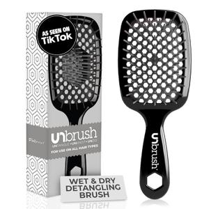 FHI Heat UNbrush Detangling Brush for Pain-Free Brushing on All Wet or Dry Hair Types  Durable DuoFlex Anti-Static Bristles, Lightweight Handle, Vented Hair Brush, Grey (1 Count (Pack of 1))