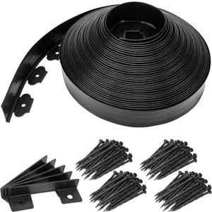 Landscape Edging 2.5 Inch Tall 100 FT, Black Edging for Landscaping with 5Pcs connectors and 120 Pcs Anchoring Spikes for Garden Flower Beds Yard Lawn