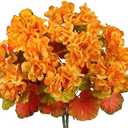 CISDUEO 2 Pcs Fall Flowers Artificial for Outdoors Decoration Fake Geraniums Yellow Faux Flowers for Outdoor Planters Realistic Faux Mums for Front Door Porch Autumn Garden Patio Balcony Yard Indoor