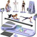 FUNWICT Pilates Board Pilates Reformer Set, Pilates Board for Home Workout Foldable Pilates Reformer Board for Women, 6 in 1 Multifunctional Pilates Equipment (Purple)