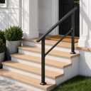 Hand Rails for Outdoor Steps, 4-Step Metal Stair Railing Kit, Matte Black