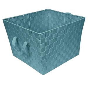 Simplify Large Woven Strap Tote | Decorative Storage Basket | 2 Handles | Organization | Closet | Bedroom | Bathroom | Nursery | Accessories | Toys | Gifts | 1 Pack | Sapphire