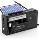 PRUNUS J-360 Cassette Tape Player Boombox with Bluetooth,Tape Player Recorder, AM FM Portable Radio,Solar/Battery Operated/Rechargeable,AUX/TF/USB Drive, Headphone Jack,Tape Recorder Cassette Player