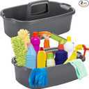 TOPZEA 1 Pack Cleaning Supplies Caddy, Large Plastic Cleaning Supply Organizer Bin with Handle, Cleaning Bucket Housekeeping Shower Tote Caddy Under Sink Tool Storage Basket for Dorm, Garden, Bathroom Gray