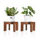 HPC DECOR 2 Pack Wood Plant Stand-Mid Century Modern Planter Stands-Wooden Flower Pot Stands Riser,Low Short Plant Stands Indoor-Modern Minimalist Wooden Stool for Plant Pot Holder, Fit 5-15 Inch Pot.