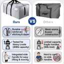 HOMESURE Supports 200lbs Heavy Duty Moving Bags - Strong Zipper & Wrap-Around Handles - Water-Resistant Storage Totes, Durable Alternative to Moving Boxes - 8 Pack - Silver