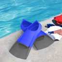 Gintenco Swim Fins, Kids Swim Training Fins for Lap Swimming, Travel Size Flippers with Mesh Bag, Silicone Swimming Fins for Kids Teens Adults Women Men, Blue S(KIDS 2-3/ US Women 3-5)